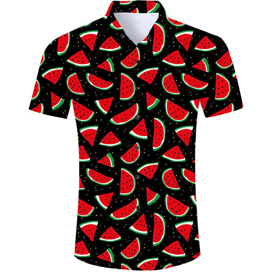 Watermeloen Zwart Grappig Hawaiiaans Shirt