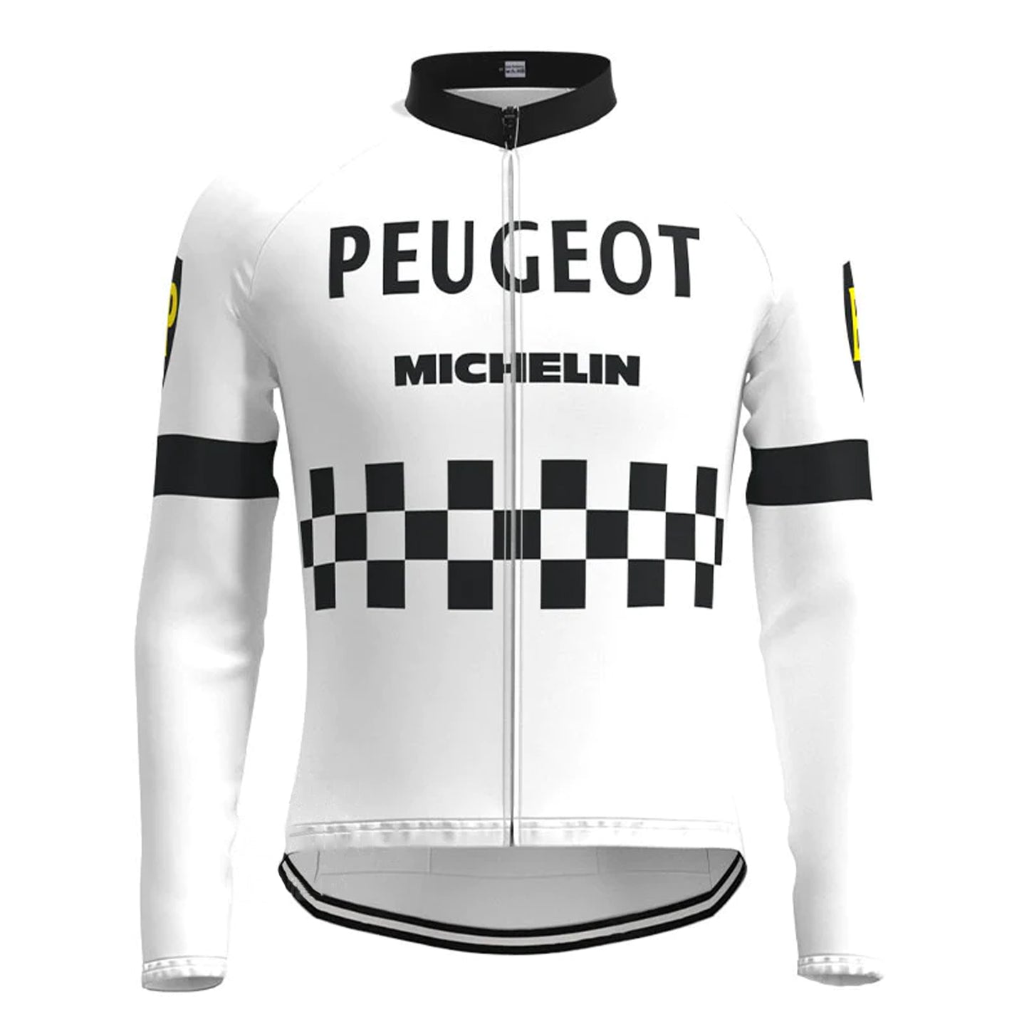 Peugeot Wit Retro Lange Mouw Fietsshirt Top