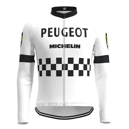 Peugeot Wit Retro Lange Mouw Fietsshirt Top