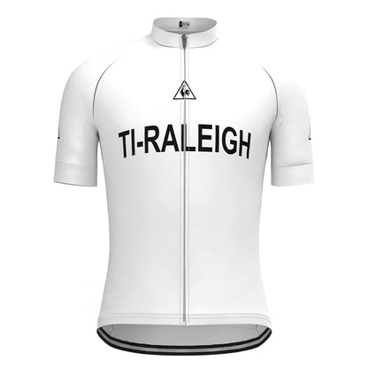 TI Raleigh Weißes Vintage Kurzarm-Radtrikot-Set