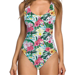 Floral Flamingo Funny One Piece Swimsuit