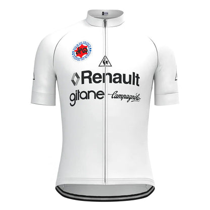 Renault Gitane Wit Vintage Korte Mouw Fietsshirt Bijpassende Set