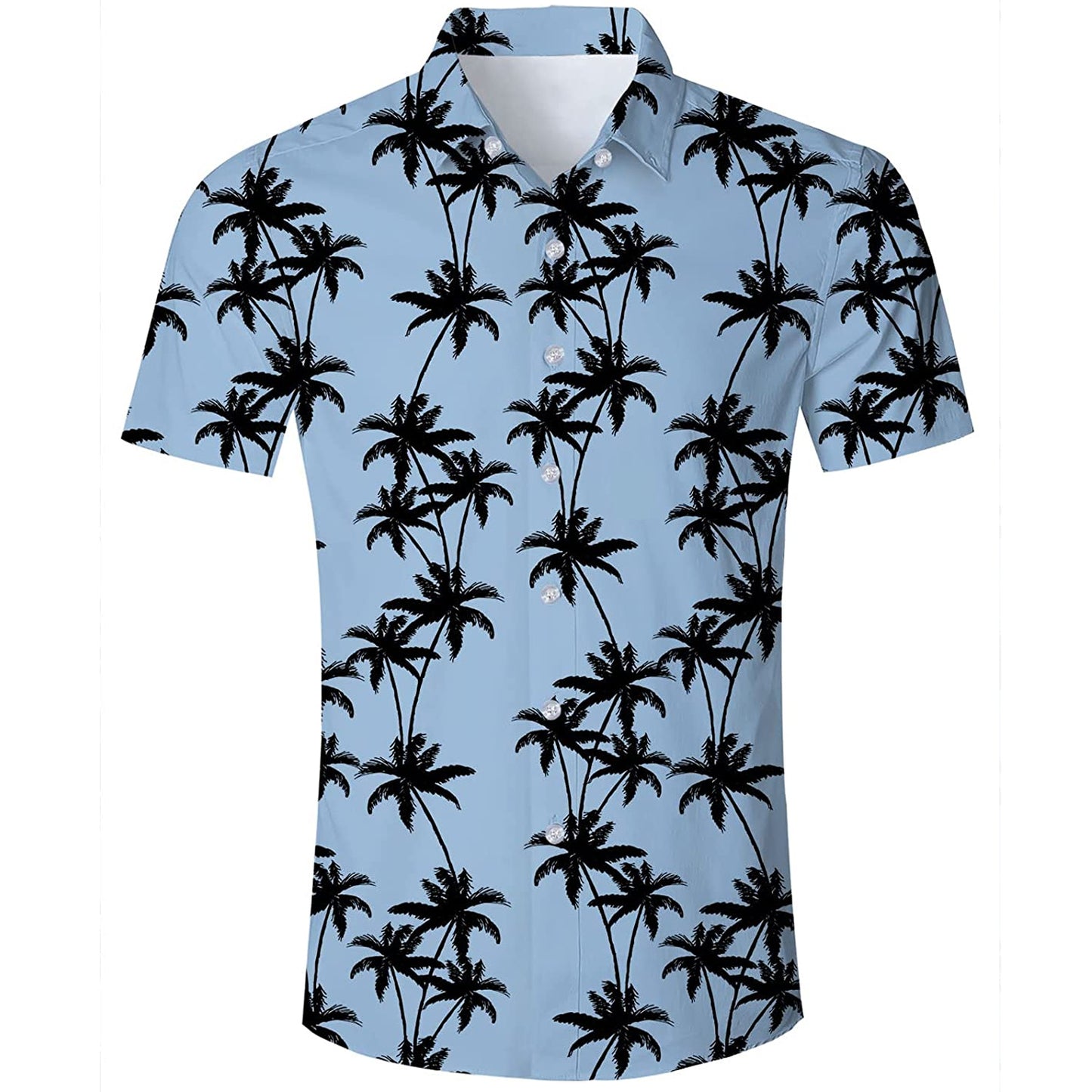 Palmboom lichtblauw grappig Hawaiiaans shirt