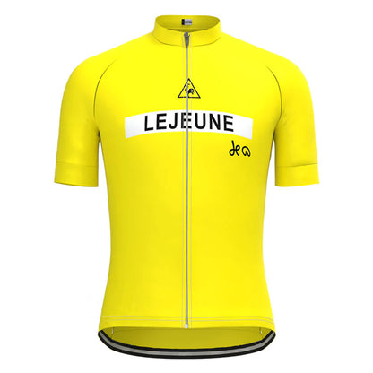 Lejeune Geel Korte Mouw Vintage Fietsshirt Top