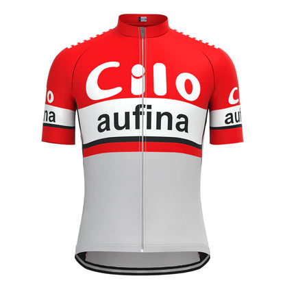 Cilo–Aufina Rood Vintage Korte Mouw Fietsshirt Bijpassende Set