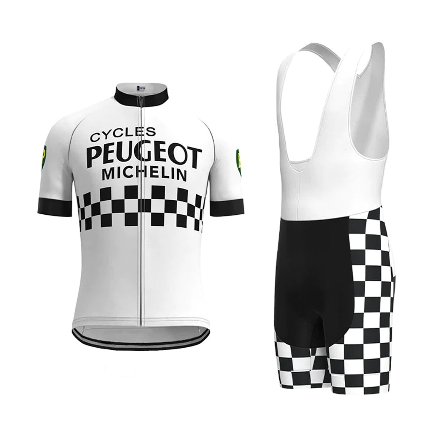 Passende Sets für Peugeot-Radtrikot mit kurzen Ärmeln im Retro-Stil in Weiß