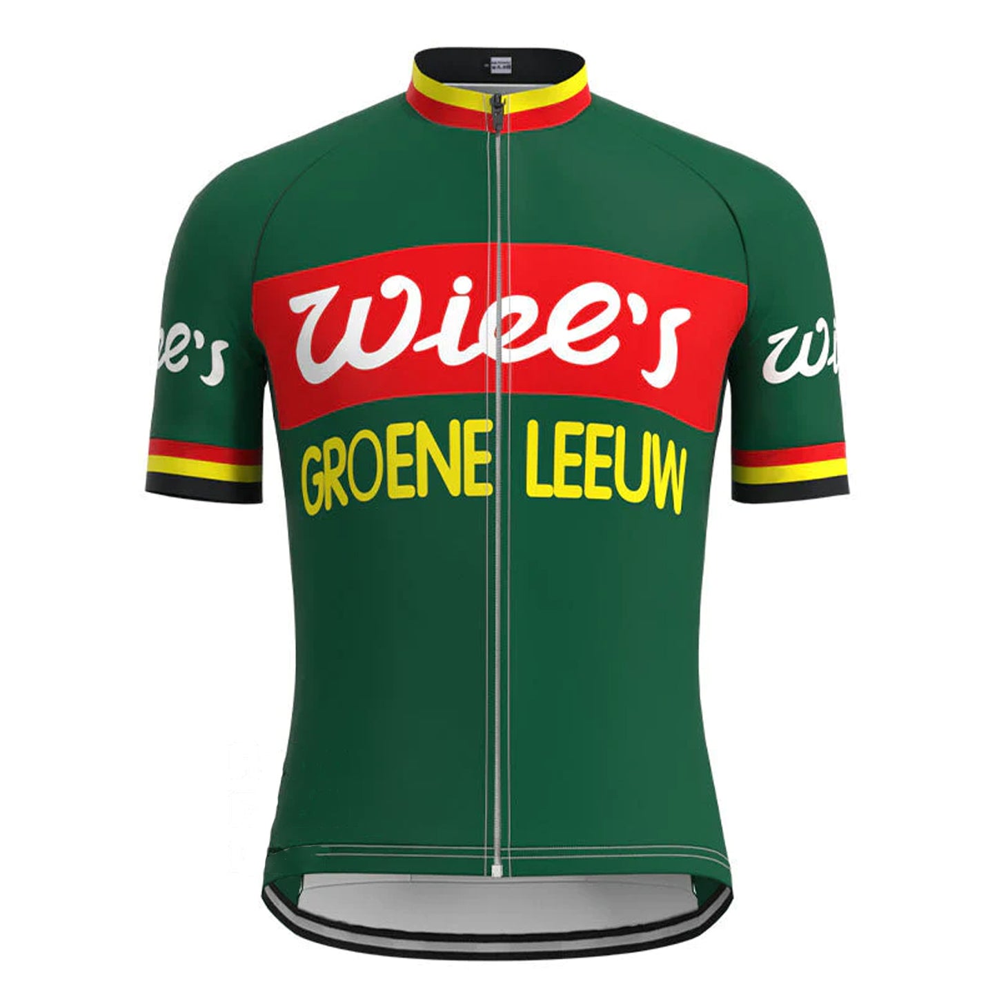 Wiee's Groene Leeuw bijpassende set groen vintage wielershirt met korte mouwen