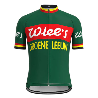 Wiee's Groene Leeuw bijpassende set groen vintage wielershirt met korte mouwen