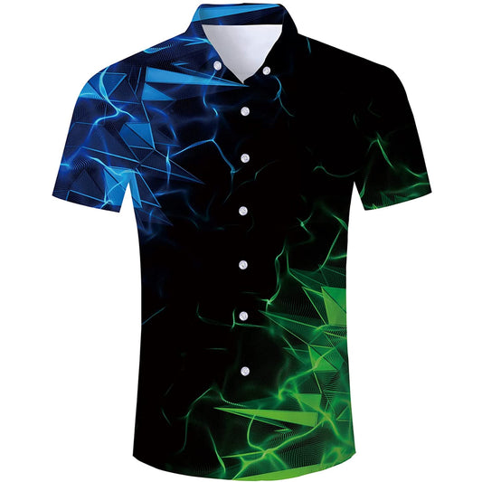 Groen &amp; Blauw Geometrie Grappig Hawaiiaans Shirt