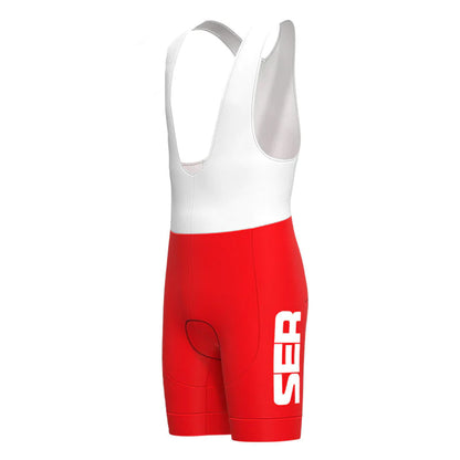 Super Ser Red Retro Korte Mouw Fietsshirt Bijpassende Sets