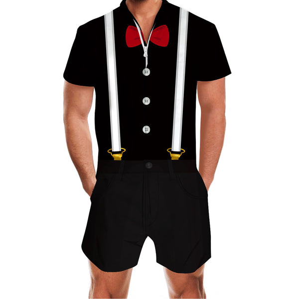 80s Style Tuxedo Funny Male Romper