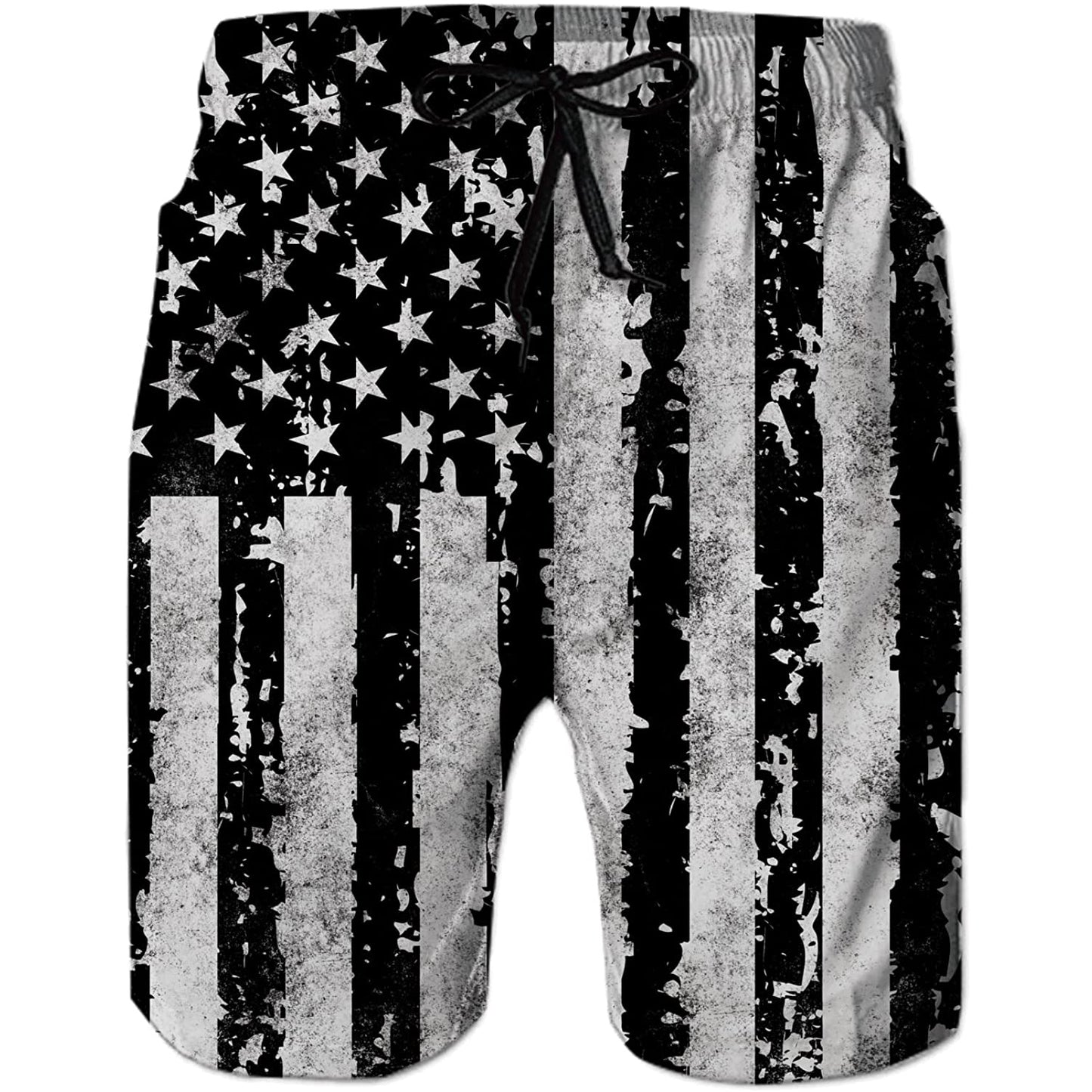 Gray American Flag Funny Swim Trunks