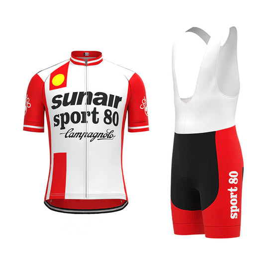 Sunair Sport 80 Rood Vintage Korte Mouw Fietsshirt Bijpassende Set