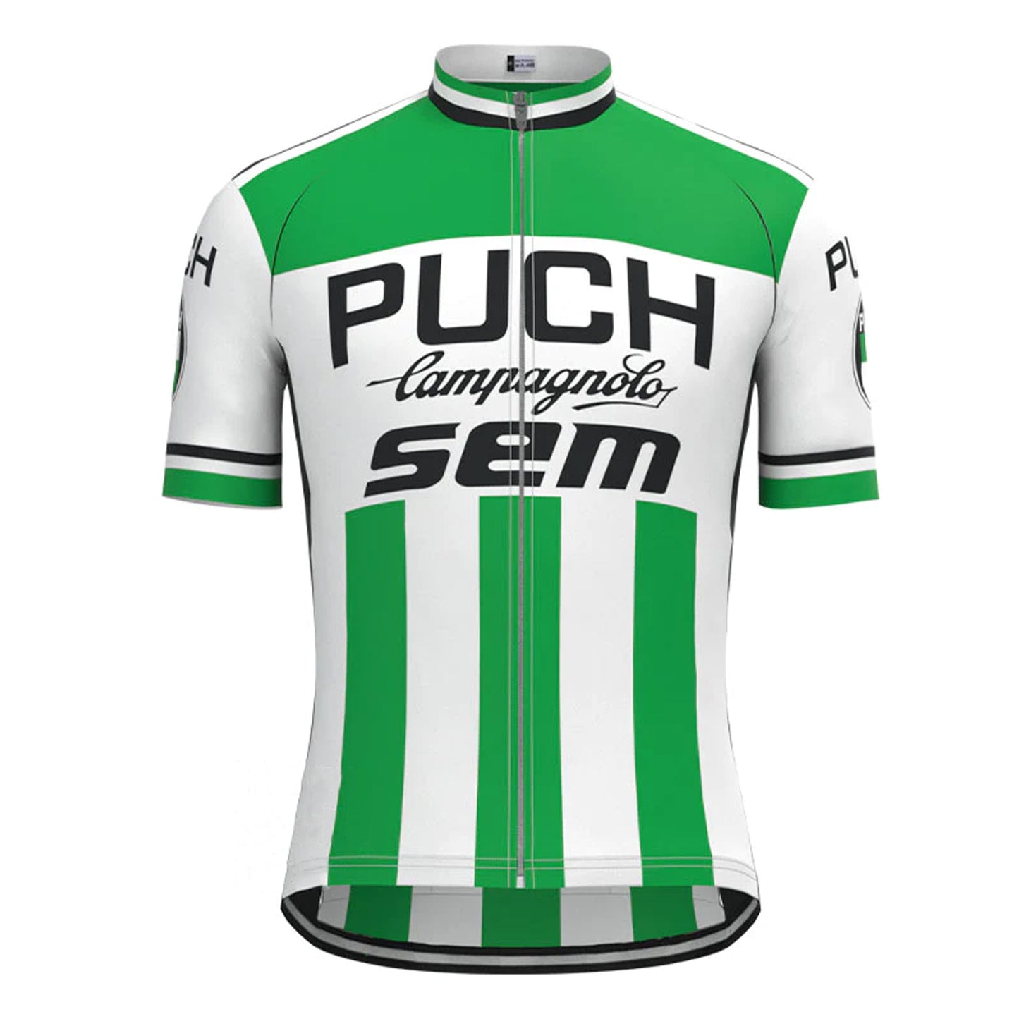 Puch Sem Campagnolo Groen Korte Mouw Vintage Fietsshirt Top