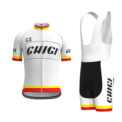 Ghigi – Weißes, kurzärmliges Vintage-Radtrikot-Set