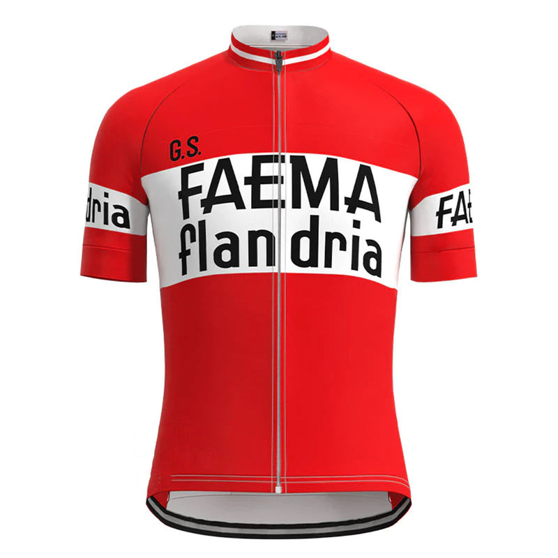 Faema Flandria Red Retro Short Sleeve Cycling Jersey Matching Kits