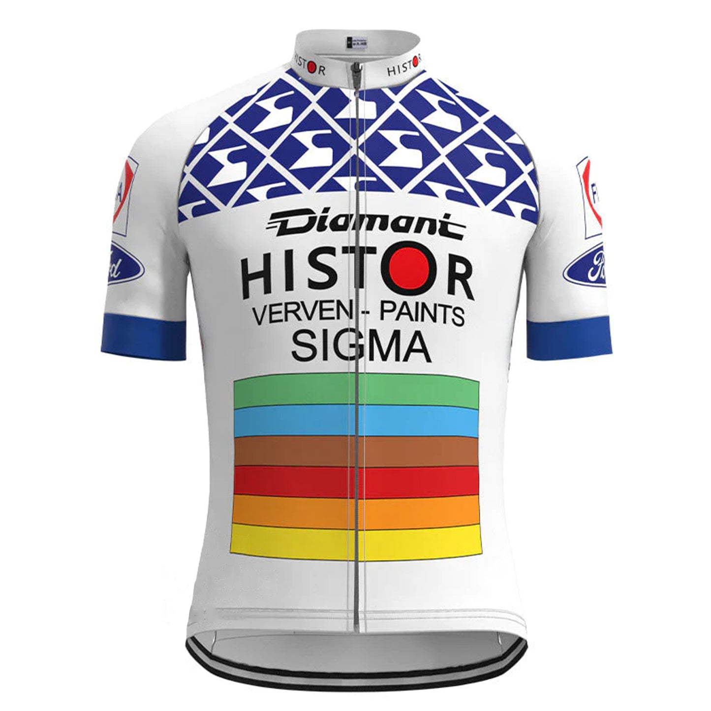 Histor Sigma Blue Retro Korte Mouw Fietsshirt Bijpassende Sets