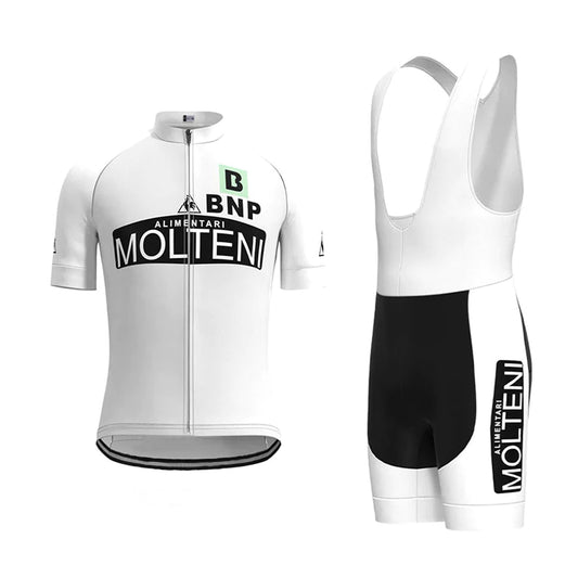 Molteni Wit Vintage Korte Mouw Fietsshirt Bijpassende Set