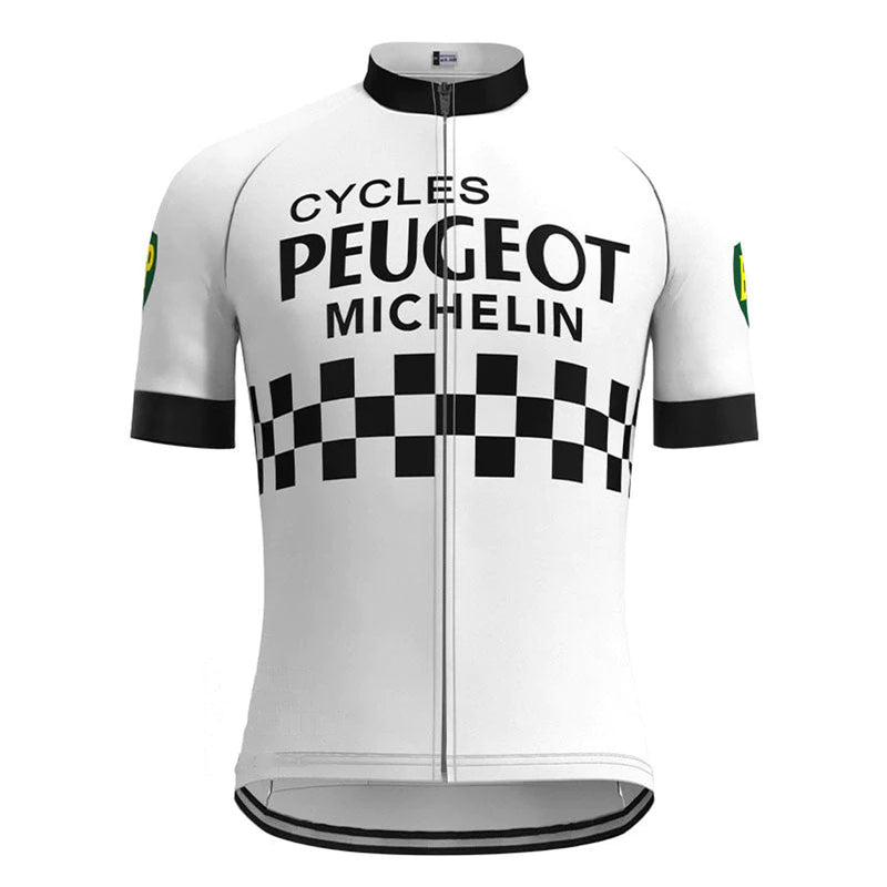 Peugeot White Retro Short Sleeve Cycling Jersey Matching Kits