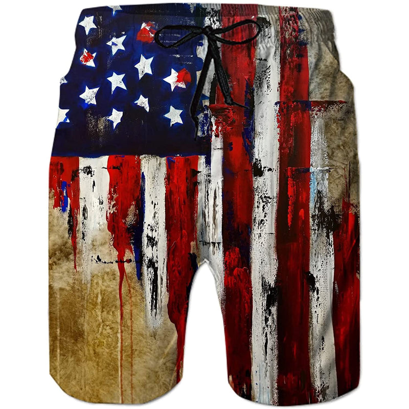 Vintage American Flag Funny Swim Trunks