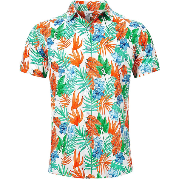 Tropical Orange Leaf Novelty Hawaiian Shirt