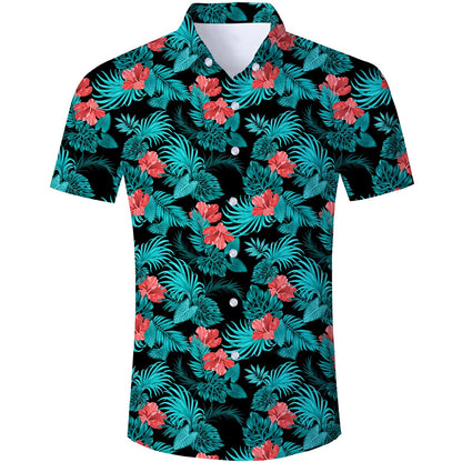 Bloemig blad grappig Hawaiiaans shirt