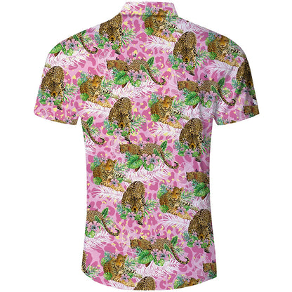 Lustiges Hawaiihemd mit Leopardenmuster in Rosa