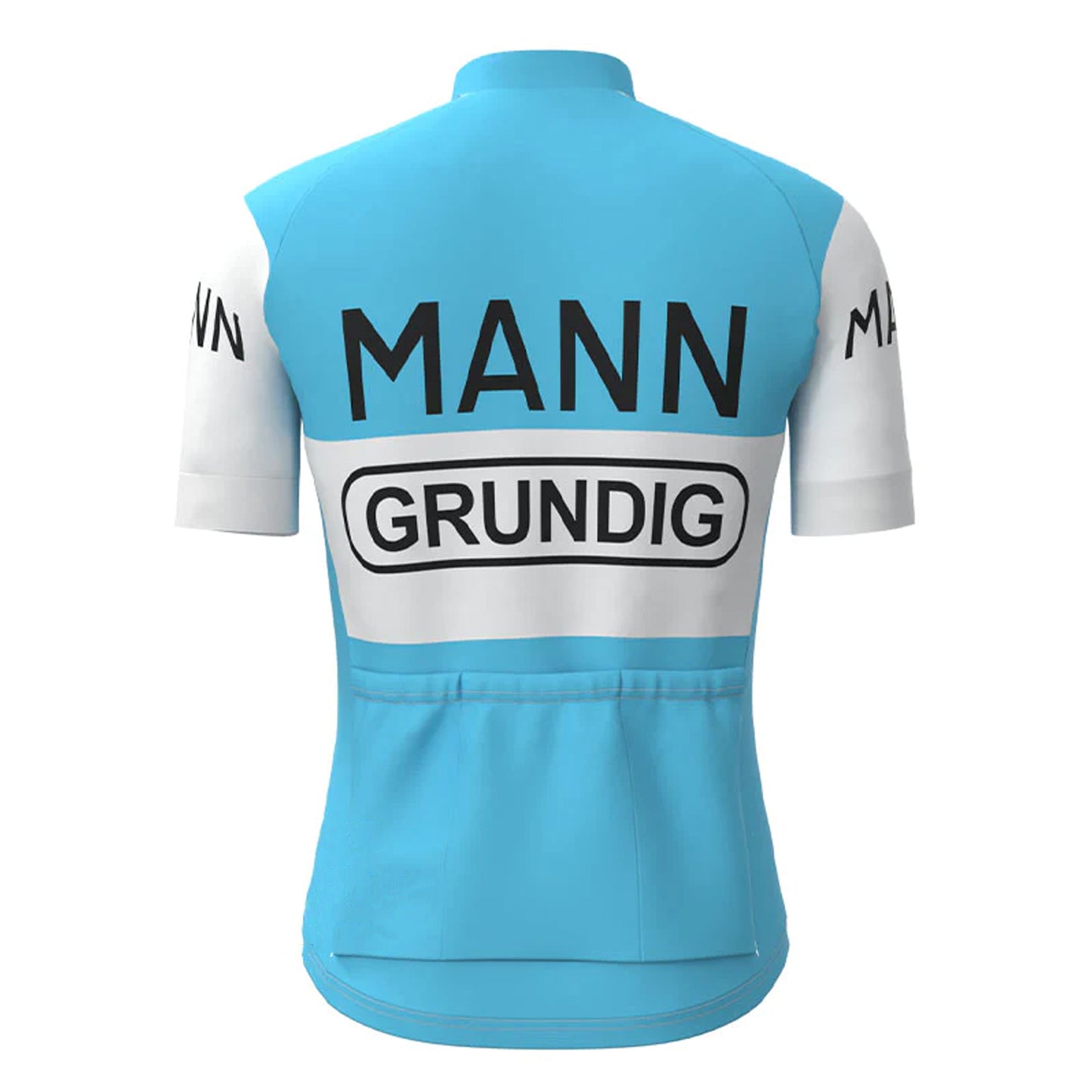 Dr. Mann Grundig blauwe vintage wielershirt met korte mouwen