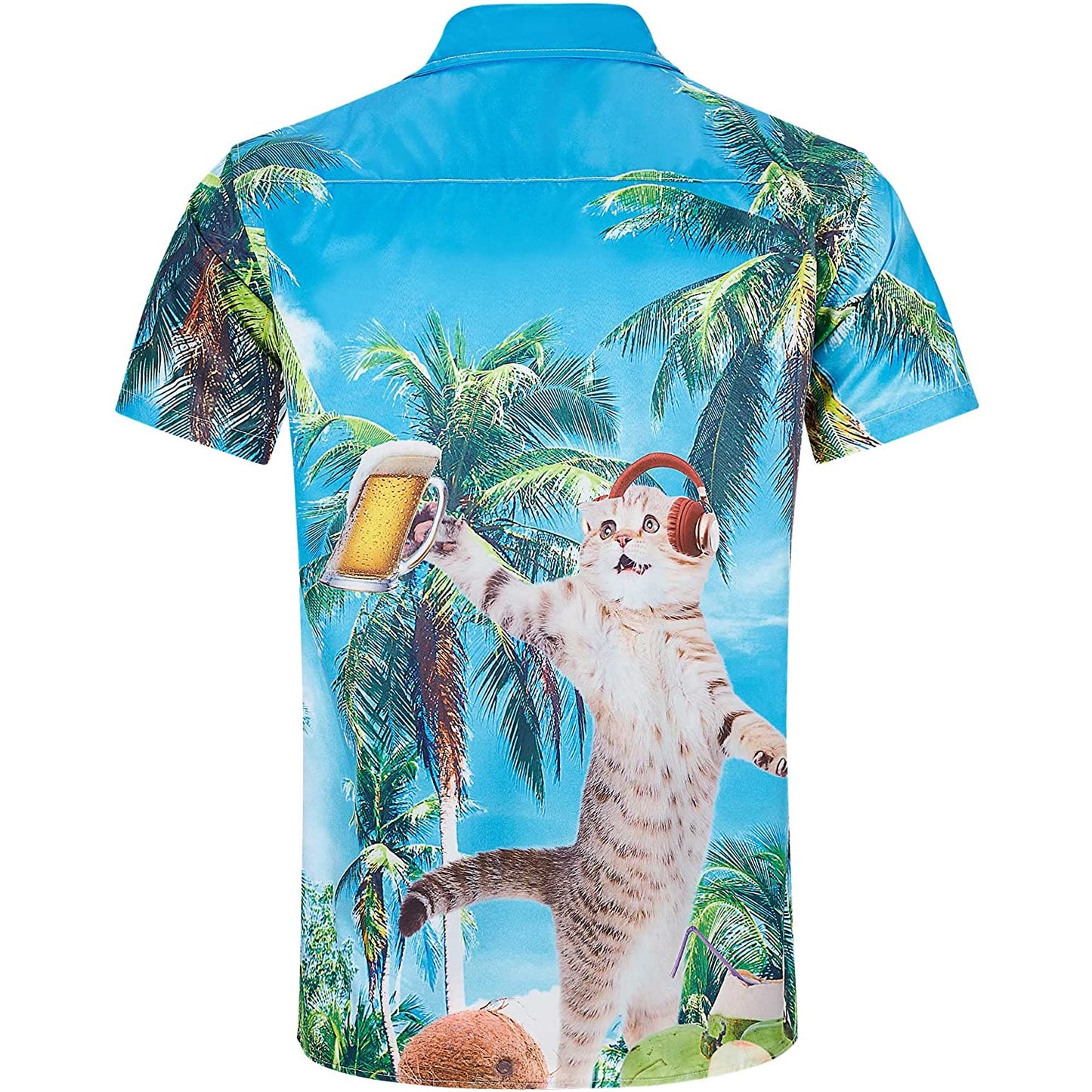 Palme DJ Bier Katze Neuheit Hawaiian Shirt