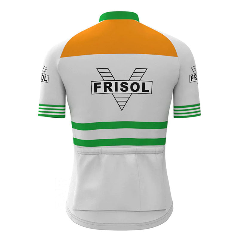 Frisol White Retro Short Sleeve Cycling Jersey Matching Kits