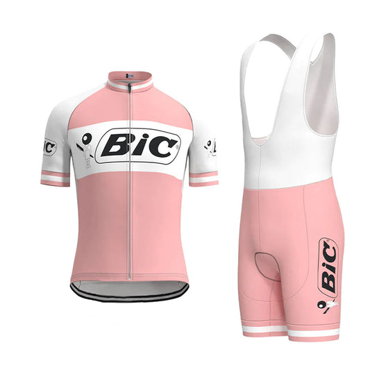 BIC Roze Vintage Korte Mouw Fietsshirt Bijpassende Set