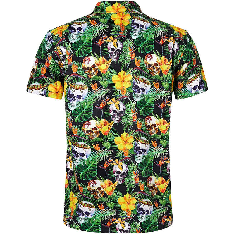 Jungle Flowers Skull Funny Hawaiian Shirt