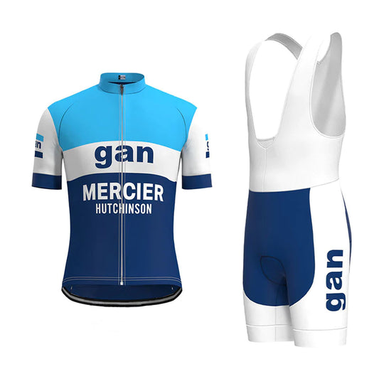 gan Blue Vintage Korte Mouw Fietsshirt Bijpassende Set