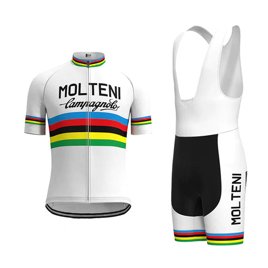 Molteni Wit Vintage Korte Mouw Fietsshirt Bijpassende Set