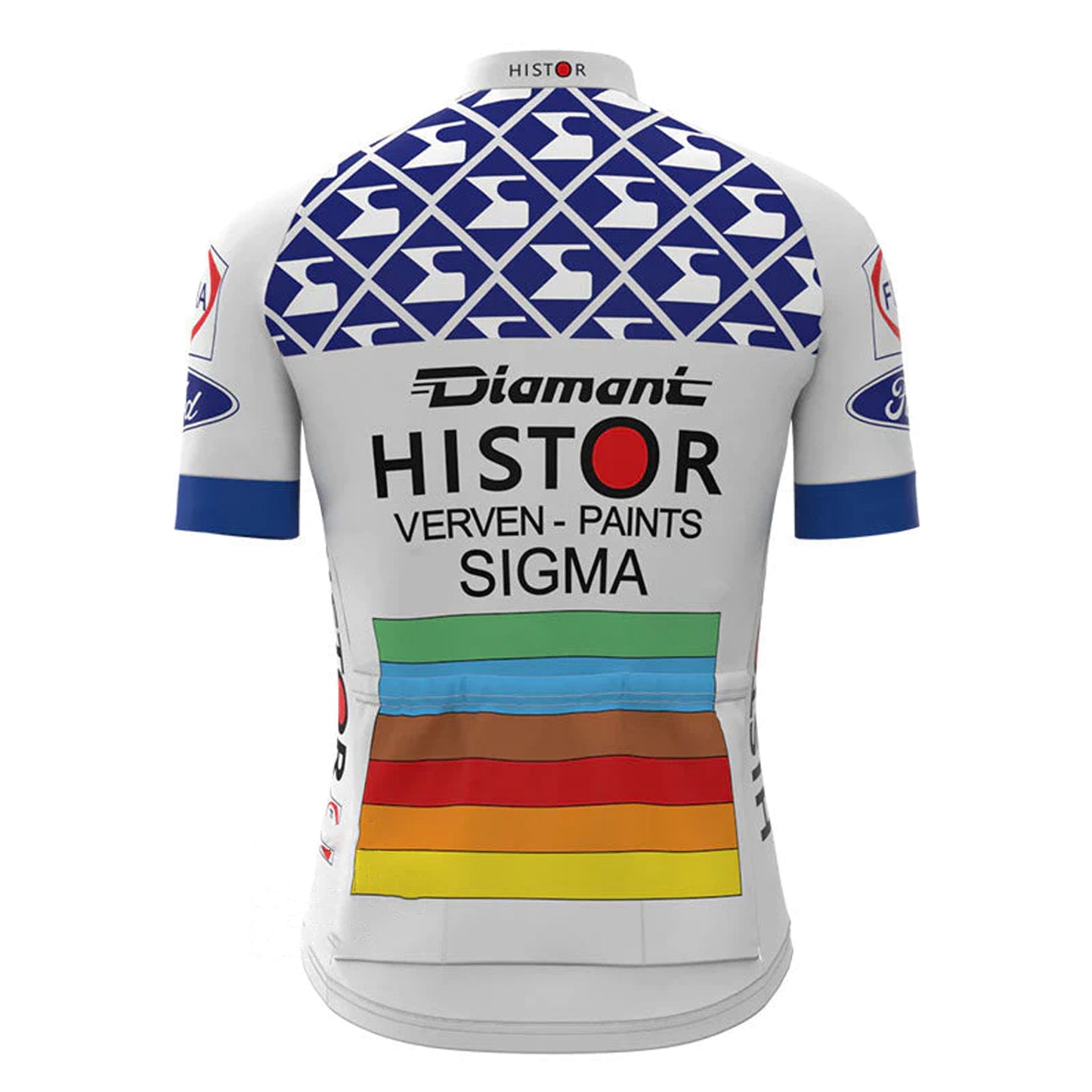 Histor Sigma Blue Retro Korte Mouw Fietsshirt Bijpassende Sets