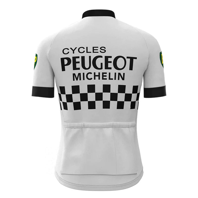 Peugeot White Retro Short Sleeve Cycling Jersey Matching Kits