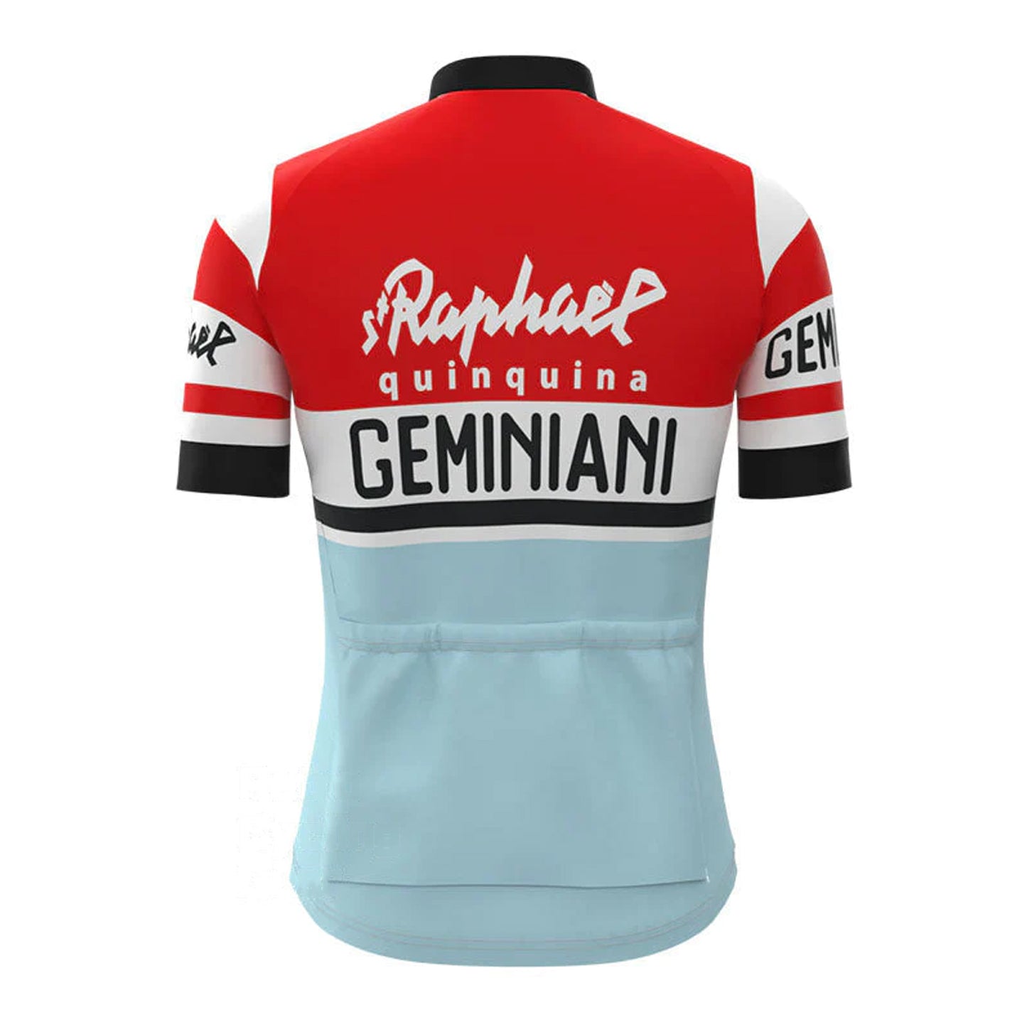 Saint Raphaël Geminiani Rot Blau Vintage Kurzarm Radtrikot Passendes Set