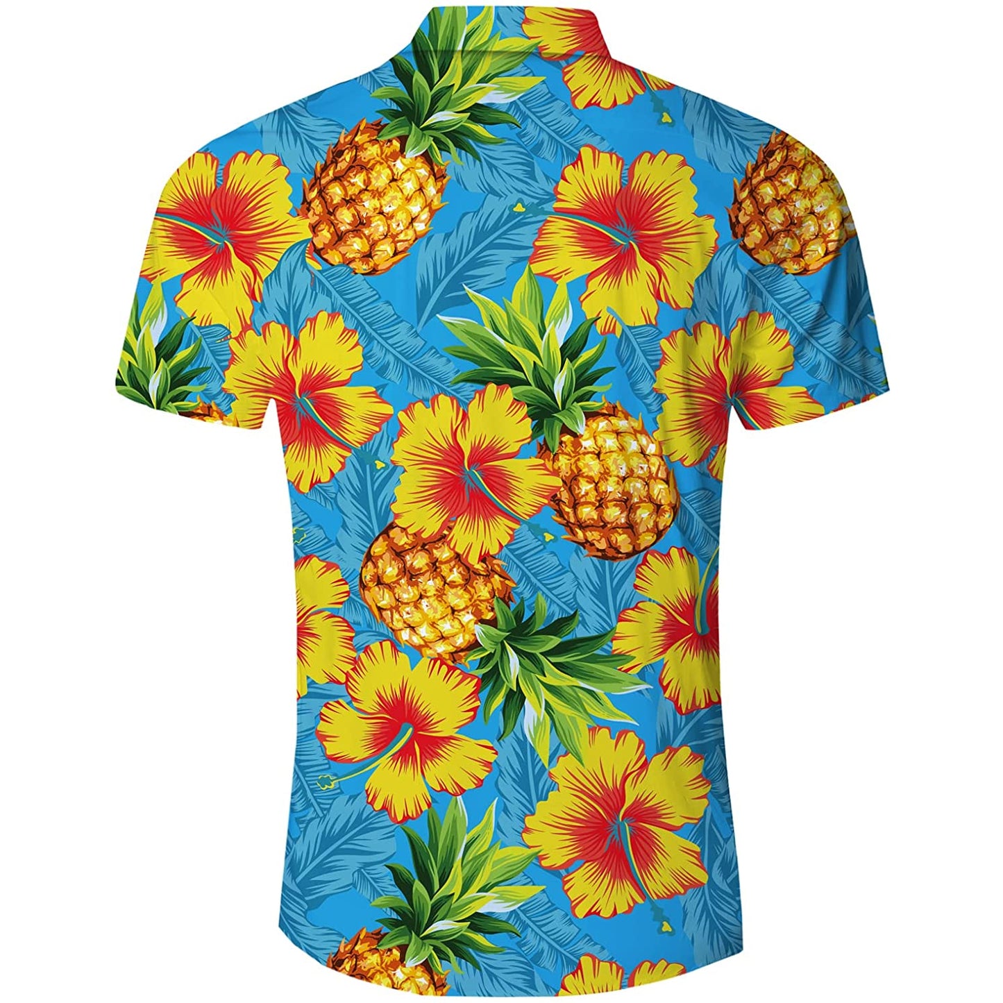 Blumen Ananas Blau Lustiges Hawaiihemd