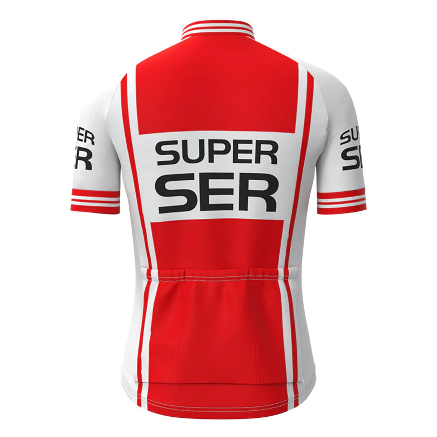 Super Ser Wit Rood Korte Mouw Vintage Fietsshirt Top