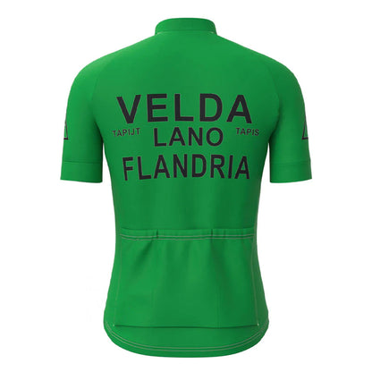 Flandria Velda Lano Groen Korte Mouw Vintage Wielershirt Top