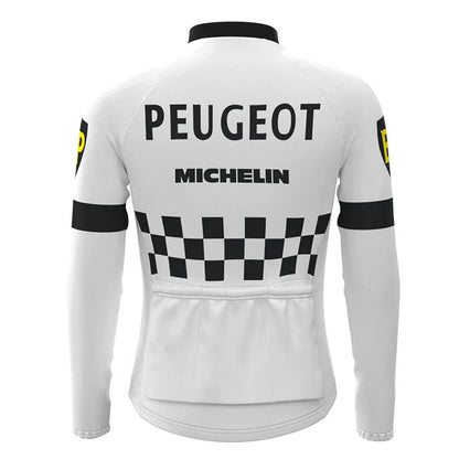 Peugeot Wit Retro Lange Mouw Fietsshirt Top