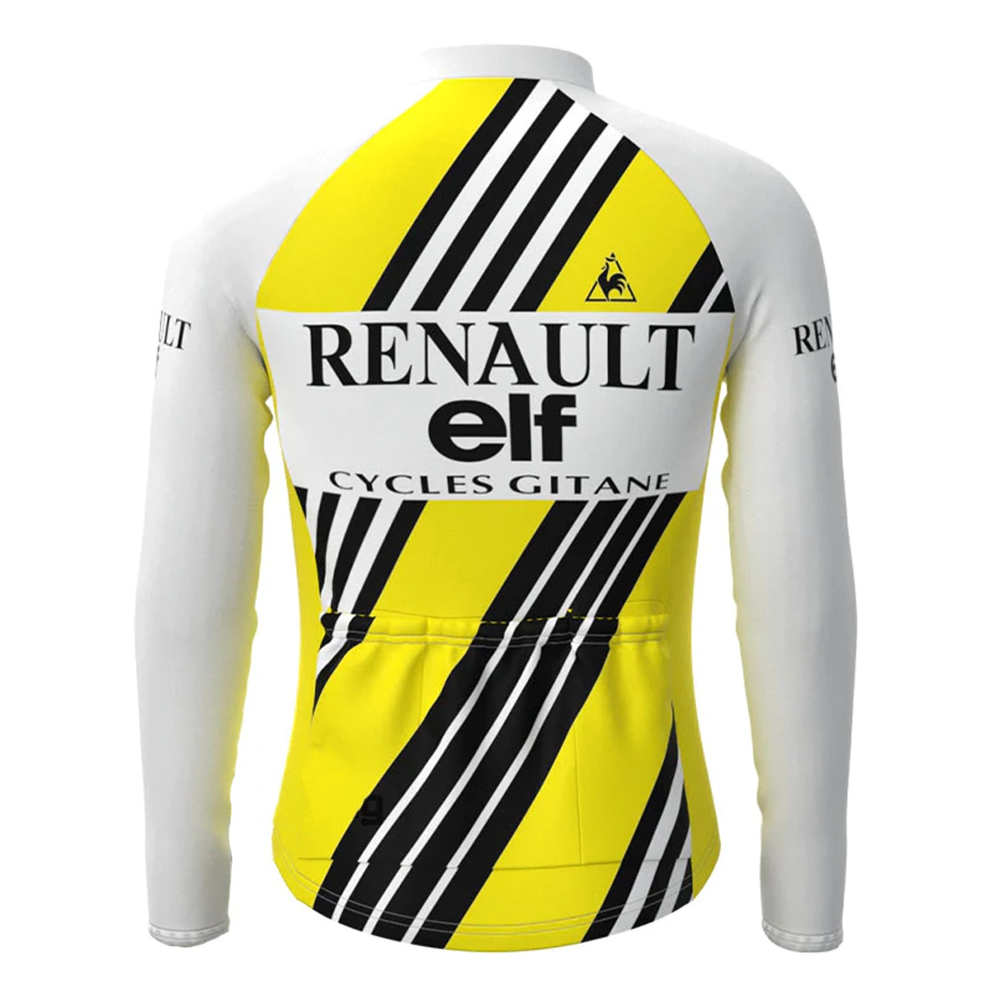 Renault ELF – Langärmliges Vintage-Radtrikot mit gelben Streifen