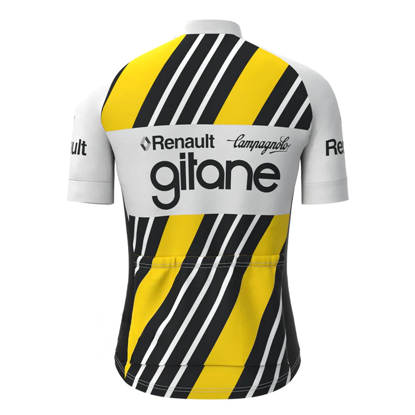 Renault Gitane Geel Vintage Korte Mouw Fietsshirt Bijpassende Set