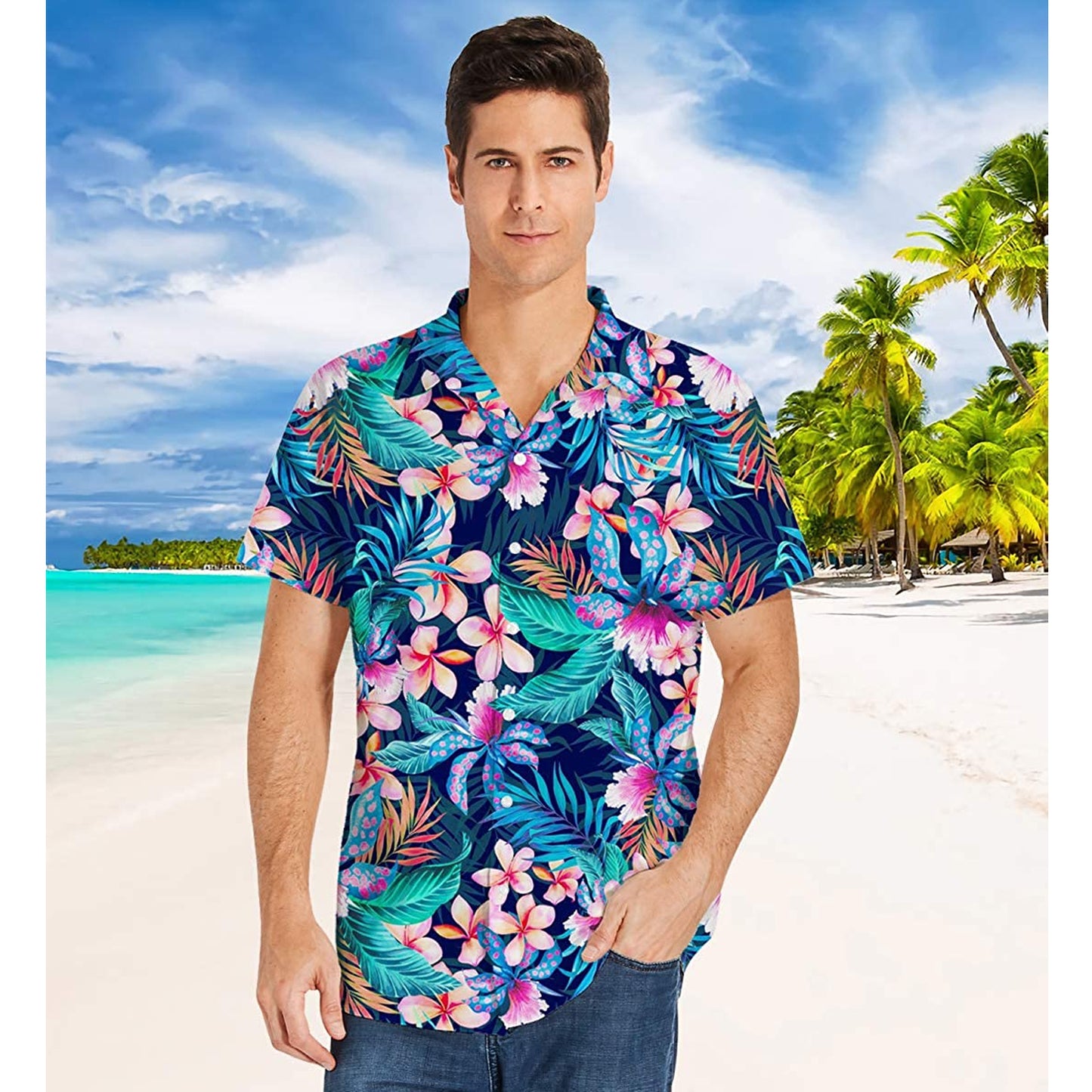 Lustiges Hawaiihemd mit Blumen