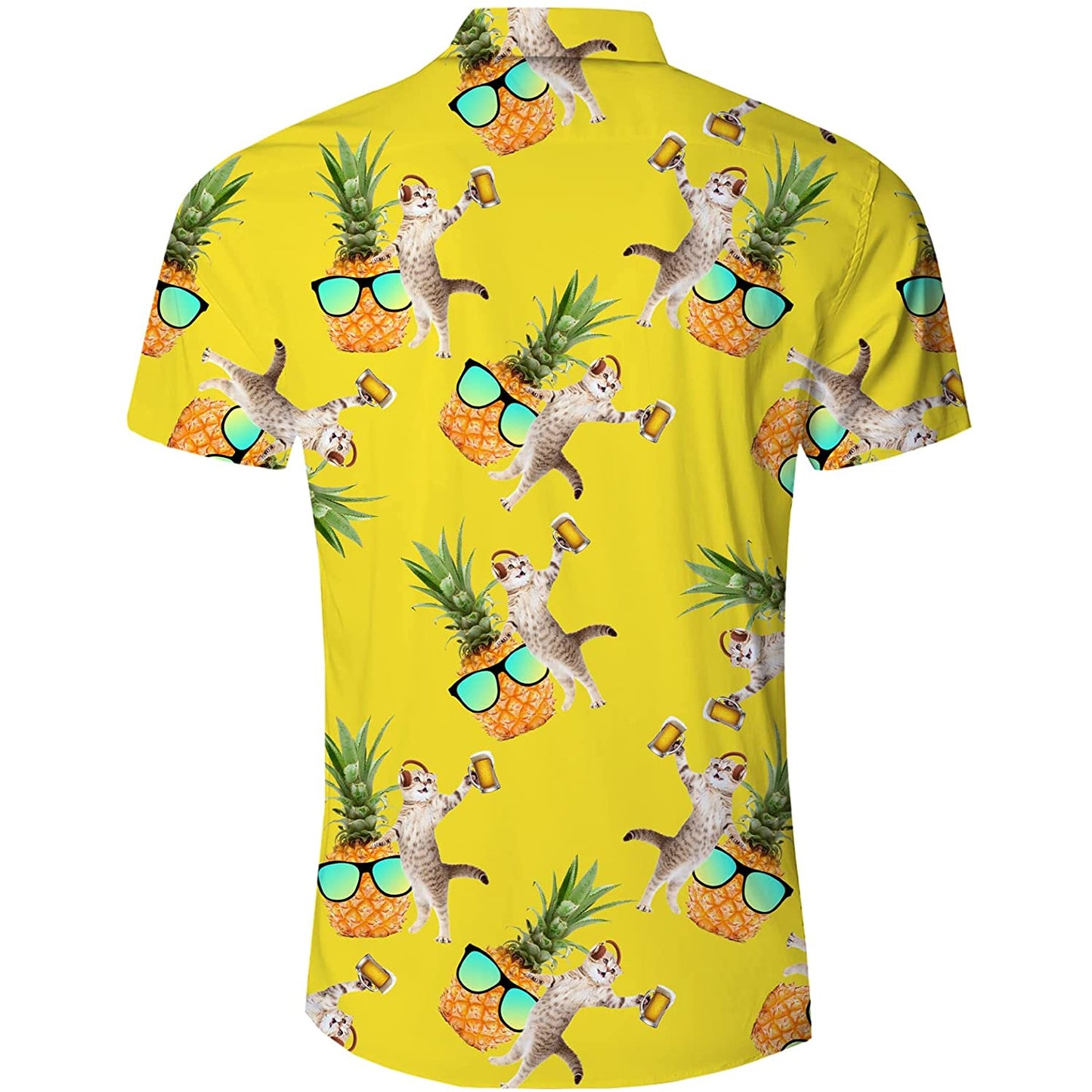 Dj Beer Cat Ananas Geel Grappig Hawaiiaans Shirt