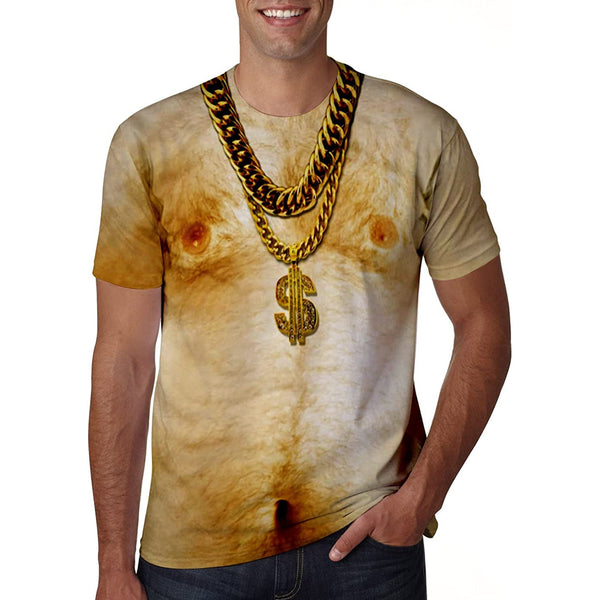 Golden Chain Hairy Chest Novelty T Shirt