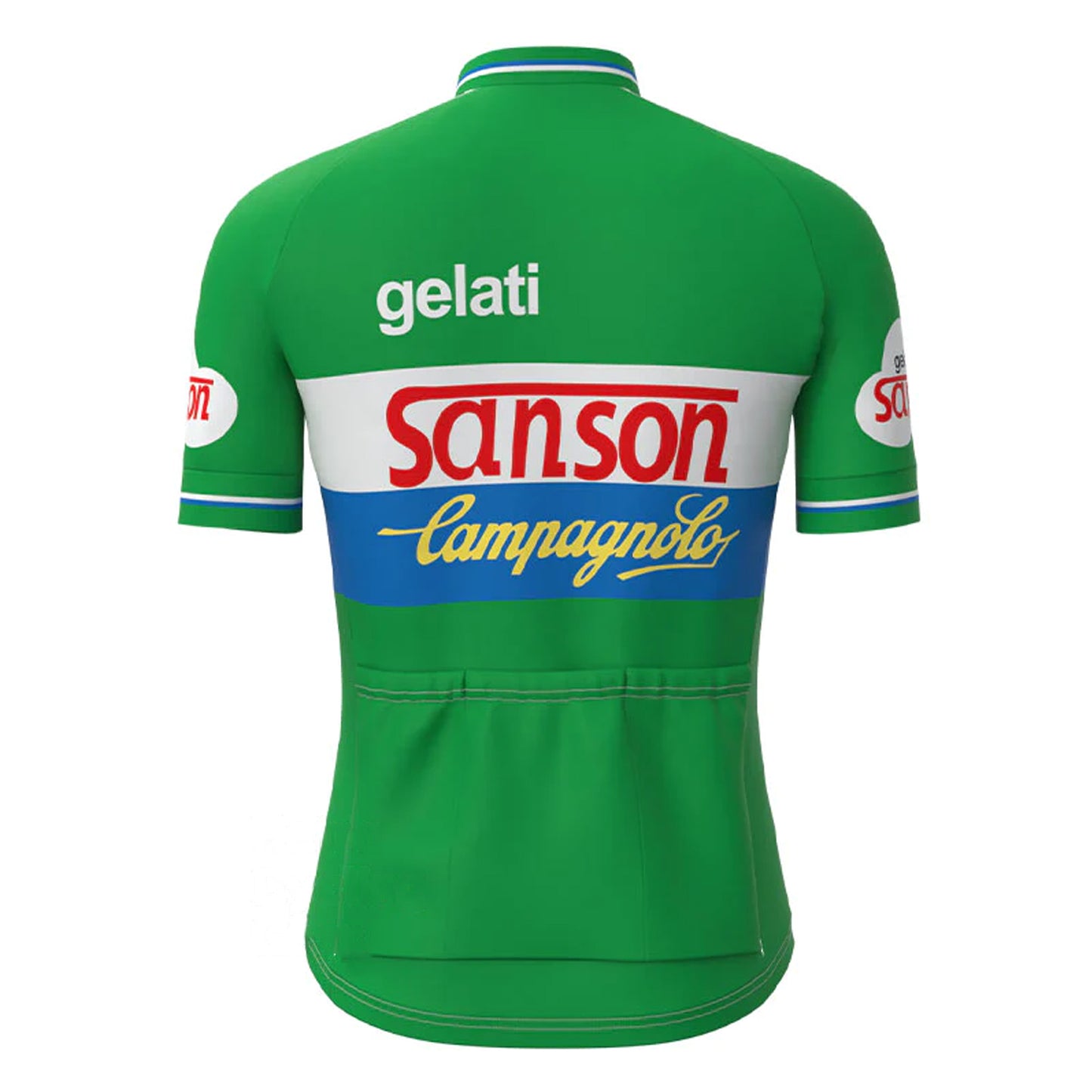 Gis Gelati Sanson Grünes Vintage Kurzarm-Radtrikot-Set