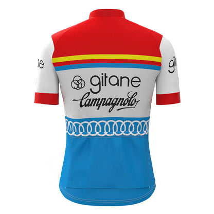 Gitane Rood Blauw Retro Korte Mouw Fietsshirt Bijpassende Sets