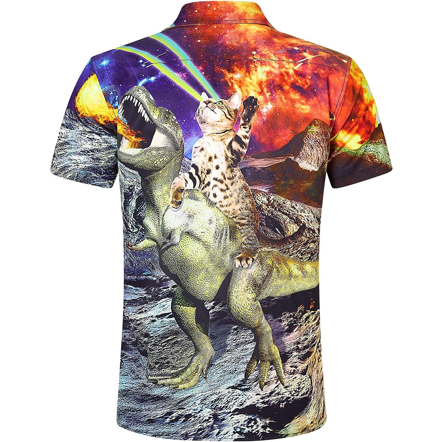 Kat rijdt Spitfire Dinosaurus Grappig Hawaiiaans Shirt