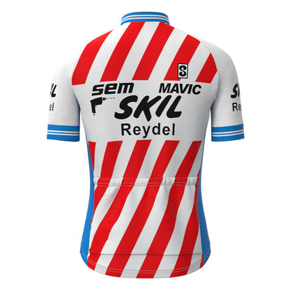 Skil-Sem Red Stripe Vintage Korte Mouw Fietsshirt Bijpassende Set